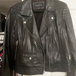 Marc New York Women's Black Leather Jacket with Silver Details